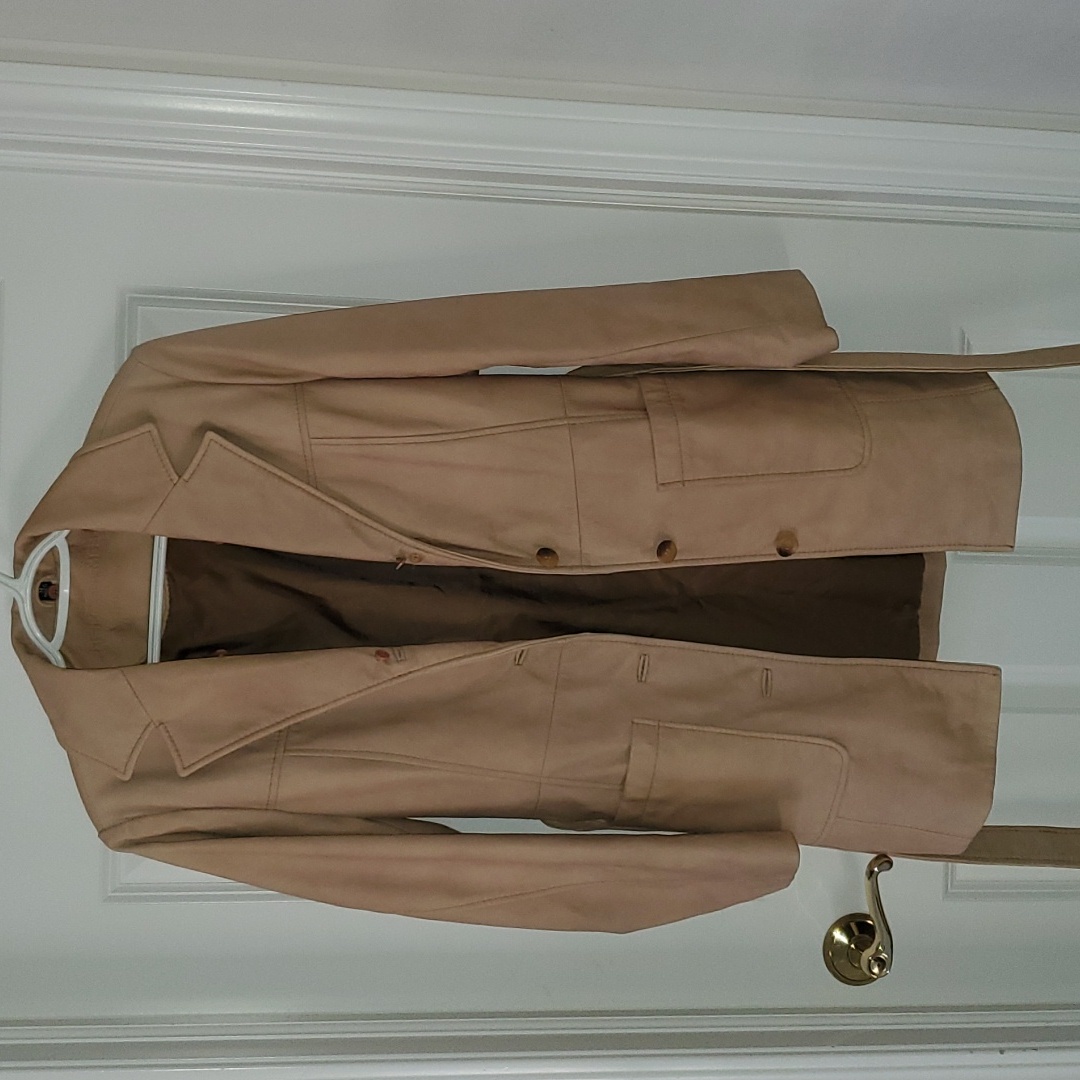 Reilly Olmes Collection Tan Leather Coat With Fur Trim Size M